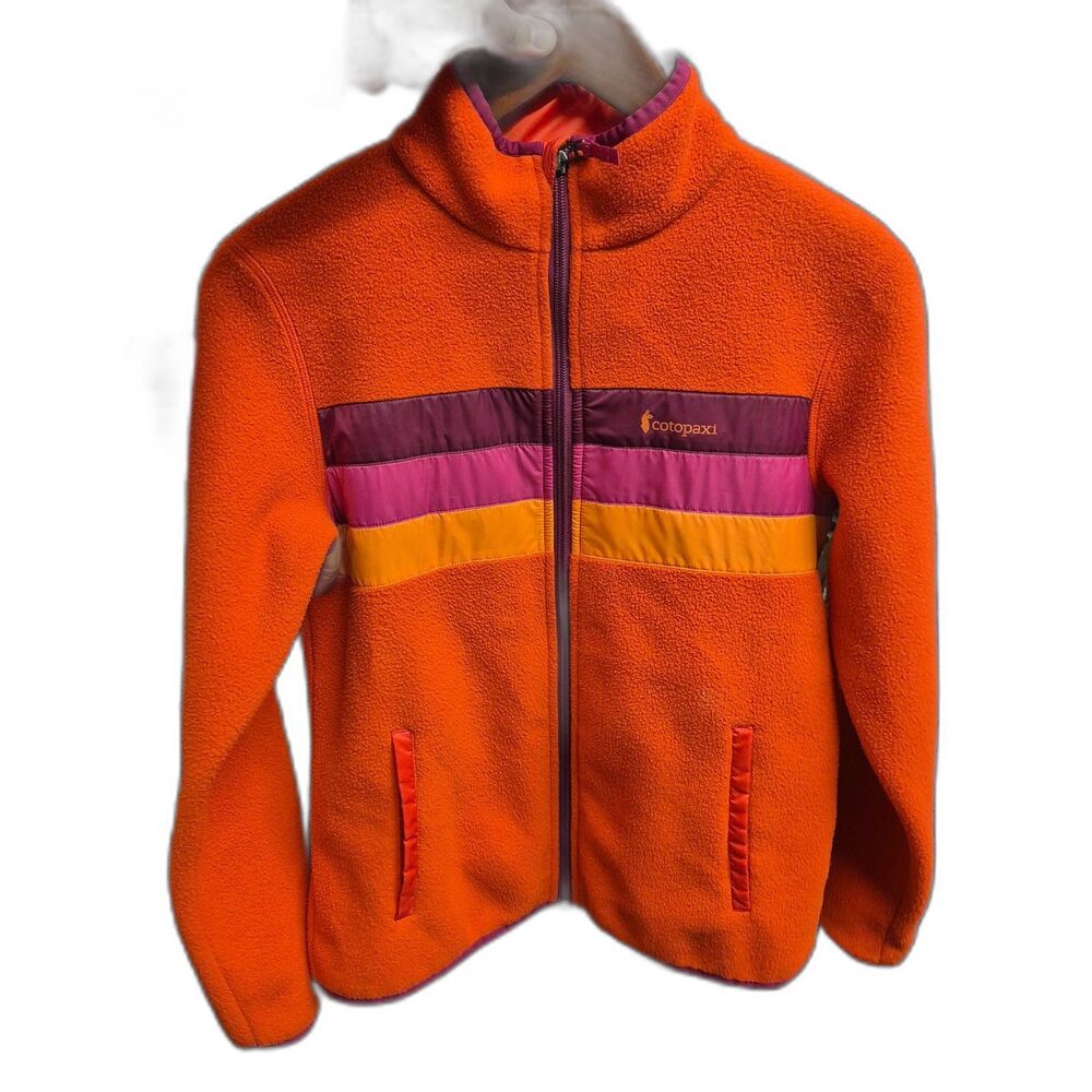 Cotopaxi Women's L Orange Fleece Full Zip Jacket Colorblock Outdoor